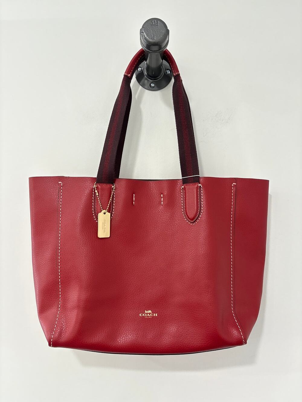 Coach Leather Derby Tote Bag Red